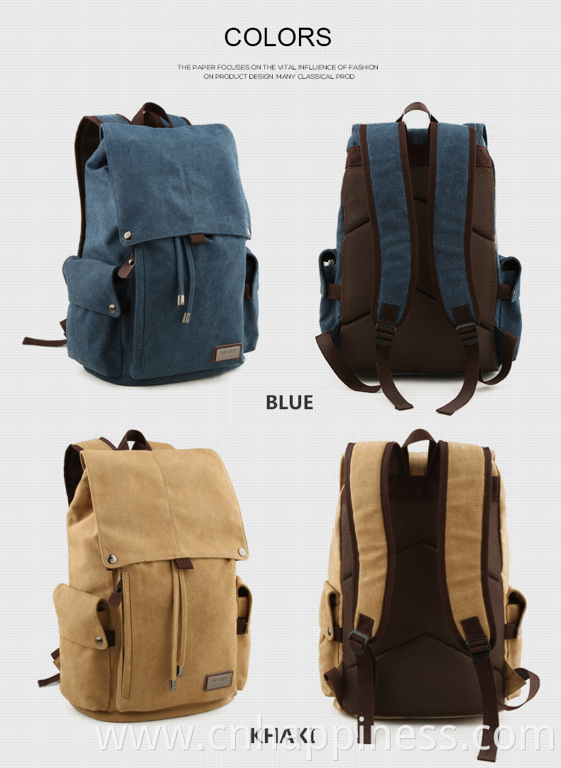 Large leisure outdoor business hiking bags backpacks carry on travel computer vintage canvas backpack